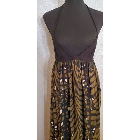 Mara Hoffman Brown Green Black Halter Maxi Dress Open Back - Picture 8 of 15